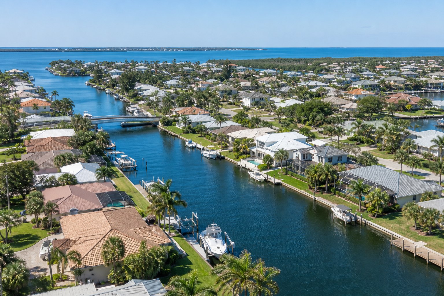 A canal-front Southwest Florida residential neighborhood